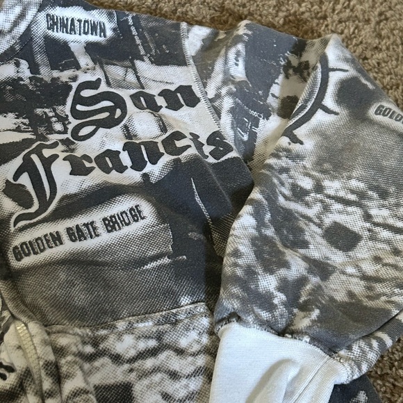 90s Grey and White SF Zip Hoodie - Picture 2 of 4